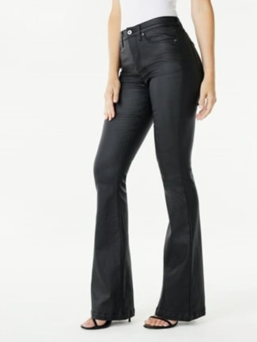 Sofia Jeans Sofia Vergara Melisa High Rise Flare Coated Black Jeans Size 12